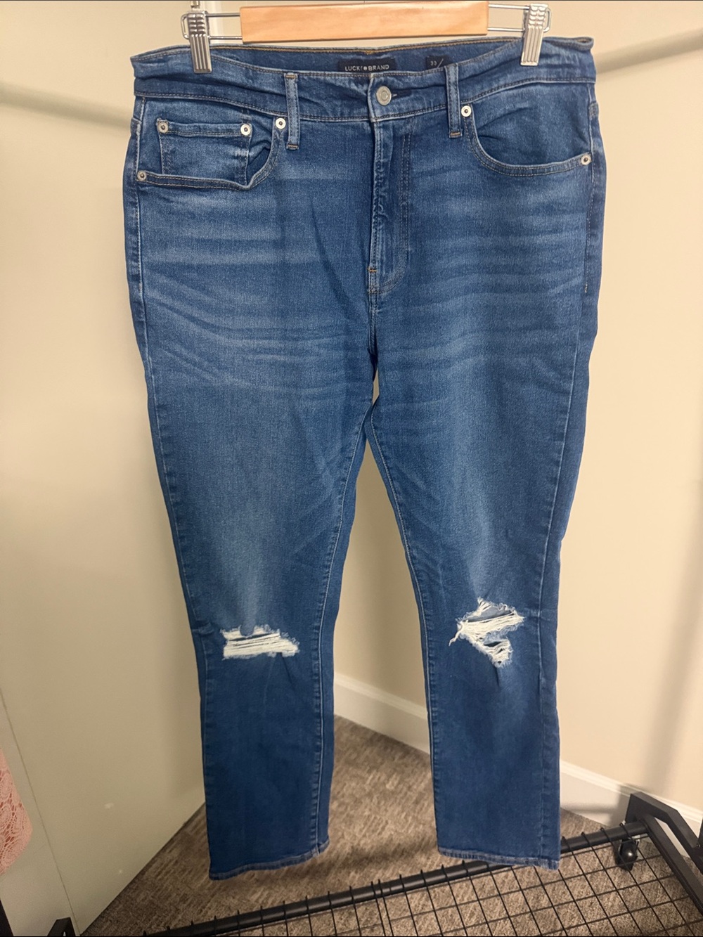 Lucky Brand Medium Blue Distressed Skinny Jeans